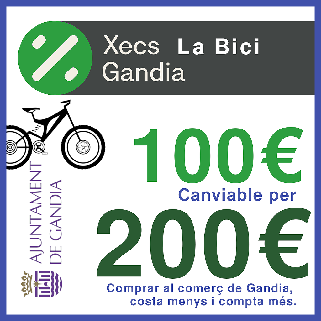 Bono de compra de 100€ canviable als comerços de Gandia - La Bici