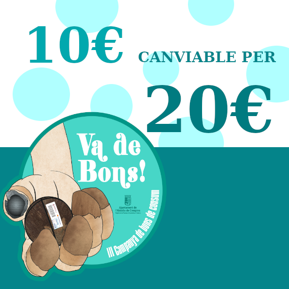 Bono de compra de 10€ canviable als comerços de L'Alcudia de Crespins